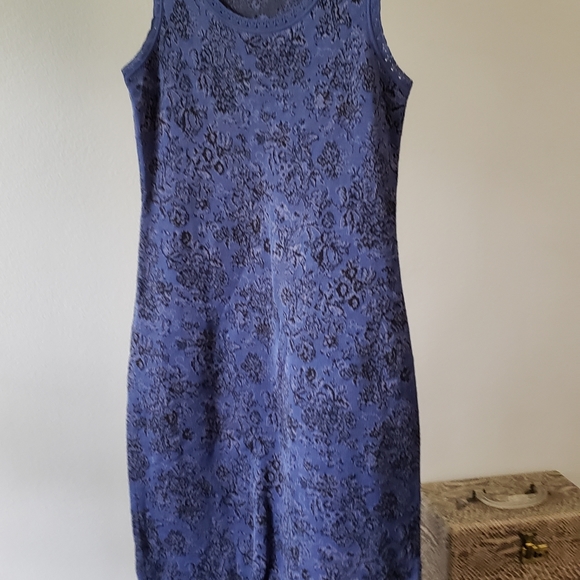 Peruvian Collection sheath knit midi blue dress - Picture 3 of 10